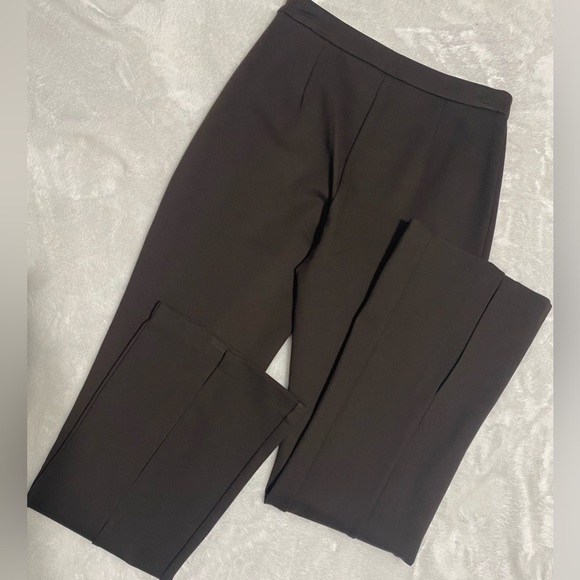 LUCY PARIS Kate Front Slit Trouser In Chocolate Brown. - Picture 4 of 12